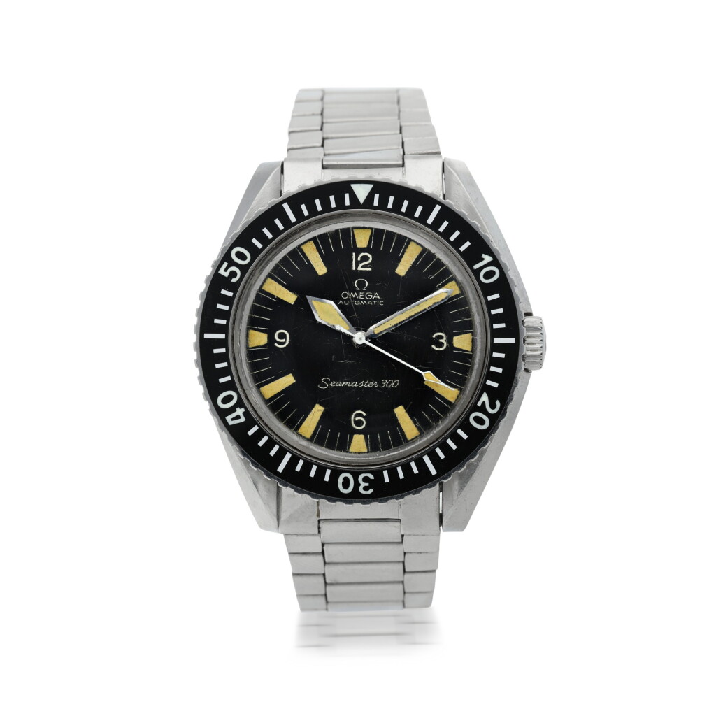 View full screen - View 1 of Lot 151. OMEGA | REFERENCE 165.024 SEAMASTER 300 A RARE STAINLESS STEEL AUTOMATIC CENTER SECONDS WRISTWATCH, CIRCA 1968.
