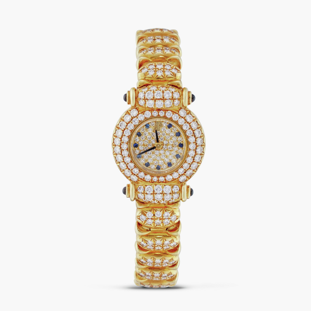 View full screen - View 1 of Lot 360. Reference 83345 | An yellow gold and diamond set wristwatch, Circa 1995.