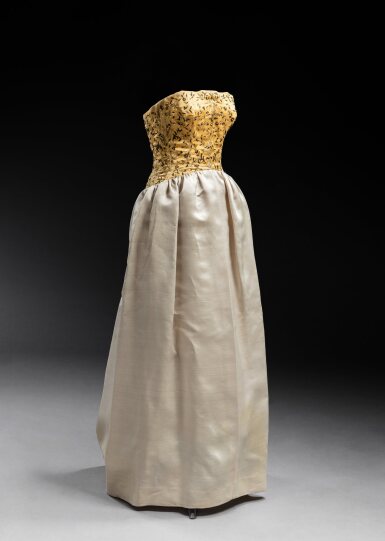 Cristbal Balenciaga | Haute Couture dress featuring a golden yellow Cristbal Balenciaga | Haute Couture dress featuring a golden yellow