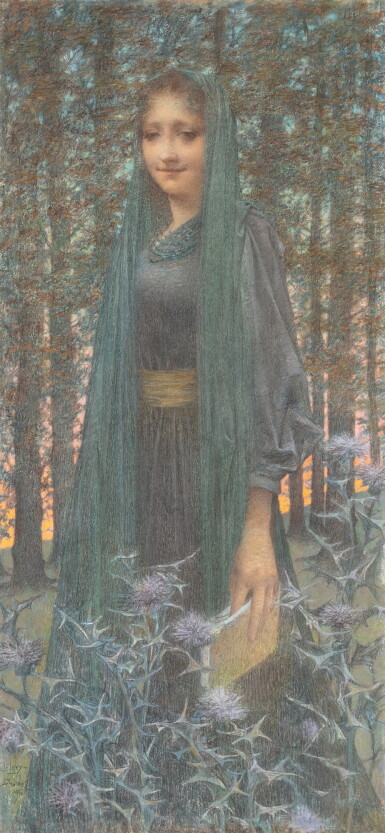 View full screen - View 1 of Lot 309. A Young girl with thistles | Jeune fille aux chardons.