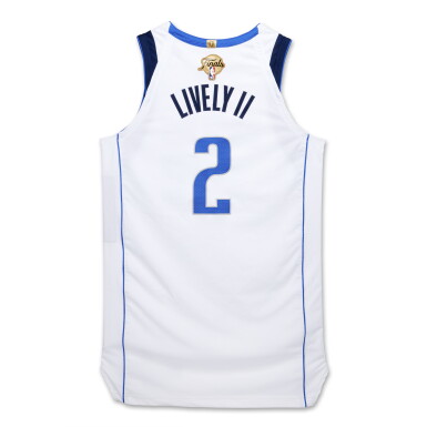View full screen - View 1 of Lot 33. Dereck Lively II Dallas Mavericks 2024 NBA Finals Game Worn Association Edition Jersey | Game 2 | Double-Double | Matched to 2 Games .