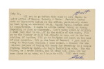 Kerouac, Jack | Typed postcard signed to Ed White; selling stories to buy to buy "500 beers for everybody"