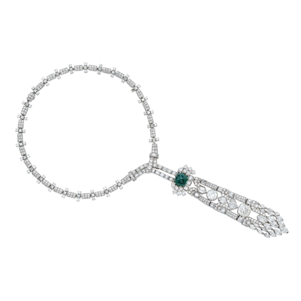 View full screen - View 1 of Lot 96. Emerald and Diamond Necklace, France.