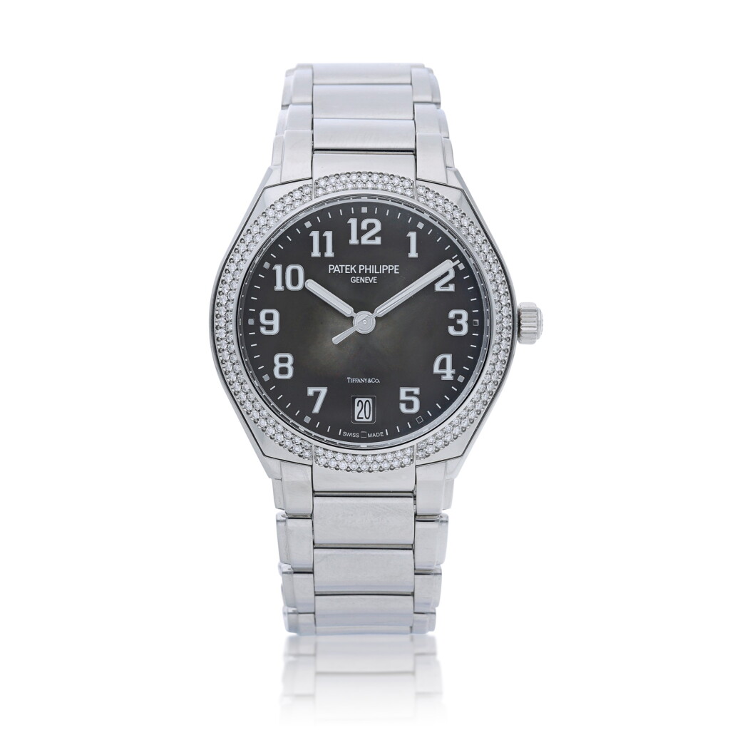 View full screen - View 1 of Lot 19. Reference 7300 Twenty-Four, Retailed by Tiffany & Co.: A stainless steel and diamond-set automatic wristwatch with date and bracelet, Circa 2020.