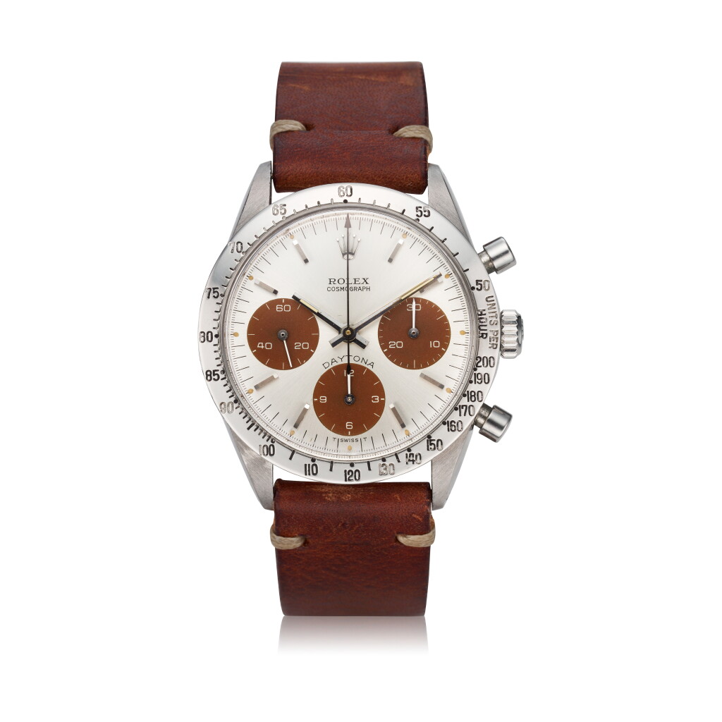 View full screen - View 1 of Lot 274. Reference 6239 'Tropical' Daytona A stainless steel chronograph wristwatch with registers, Circa 1969.