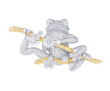 View full screen - View 1 of Lot 60. GRAFF | COLORED DIAMOND AND DIAMOND BROOCH.