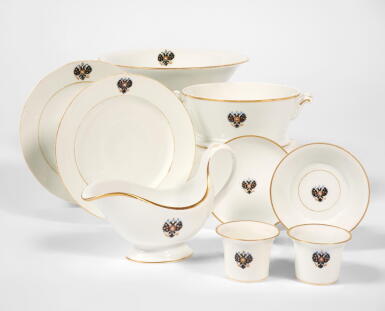 View full screen - View 1 of Lot 220. A Group of Porcelain Tableware from the Alexander III Coronation Service, Imperial Porcelain Factory, St Petersburg, period of Alexander III (1887-1893) and Nicholas II (1895-1912).