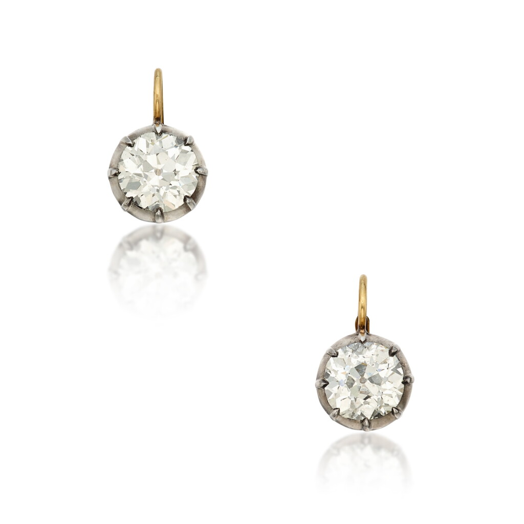 View full screen - View 1 of Lot 429. Pair of Diamond Earrings.