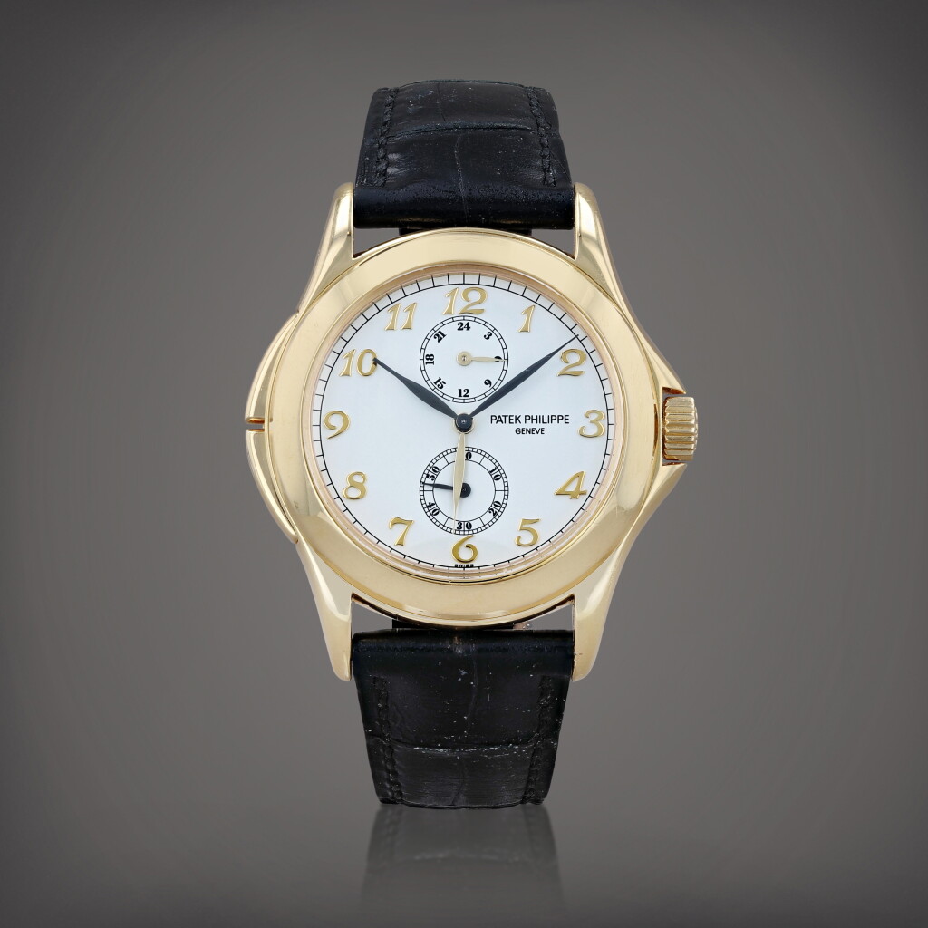View full screen - View 1 of Lot 384. Calatrava Travel Time, reference 5134J-001 Montre bracelet à double fuseau horaire en or jaune avec indication 24 heures | Yellow gold dual time zone wristwatch with 24-hour indication Vers 2003 | Circa 2003.