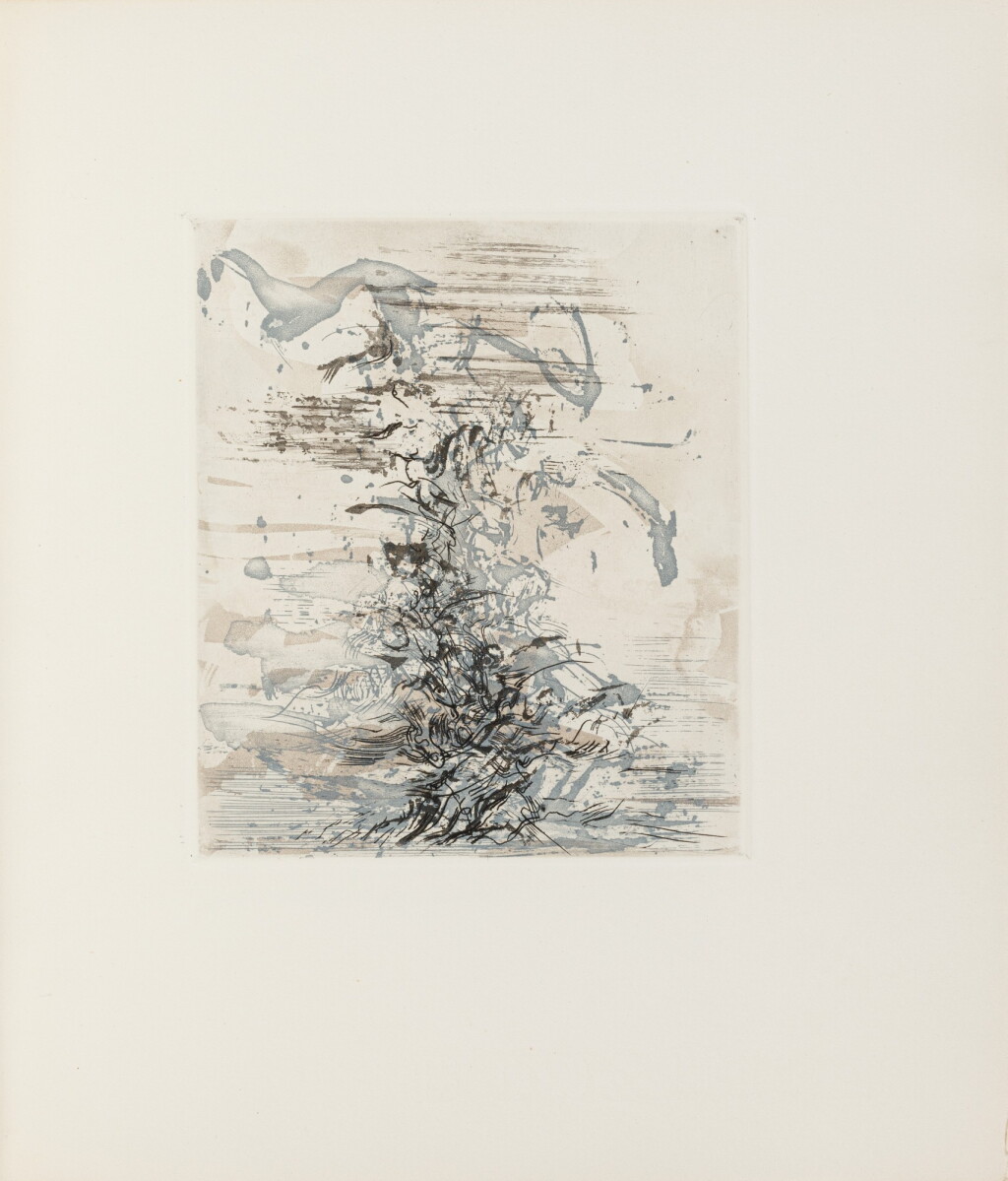 View full screen - View 1 of Lot 172. Wou-Ki -- Juin, Les Terrasses de Jade. 1962. In-4, En feuilles. 4 gravures de Zao Wou-Ki 1/50 sur Rives..