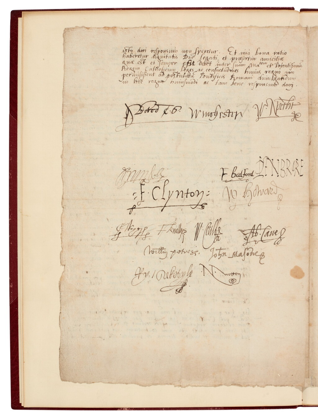 View full screen - View 1 of Lot 36. Queen Elizabeth I--Privy Council | Letter refusing to allow a Papal Nuncio to visit England, 1561.