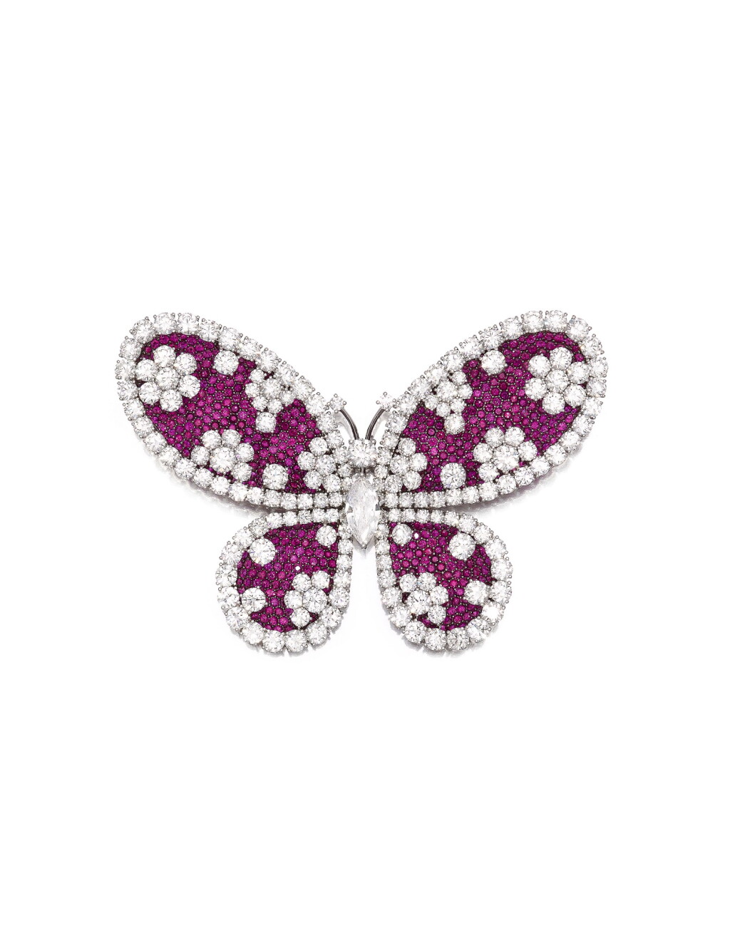 View full screen - View 1 of Lot 1739. GRAFF | 'BUTTERFLY' RUBY AND DIAMOND BROOCH | 格拉夫 | 'Butterfly' 紅寶石 配 鑽石 胸針 (紅寶石及鑽石共重約21.35及42.52卡拉).
