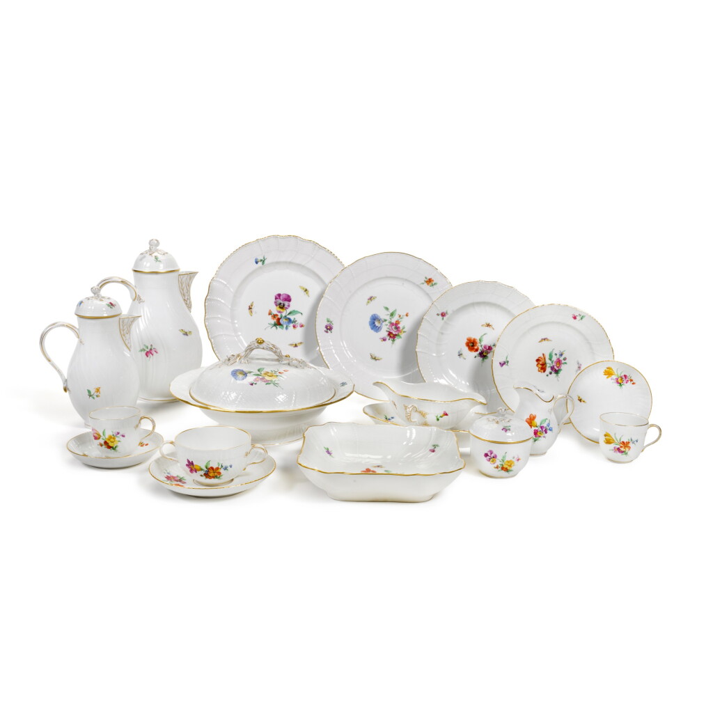 View full screen - View 1 of Lot 22. AN EXTENSIVE BERLIN (K.P.M) NEUOZIER-MOULDED PART DINNER AND COFFEE SERVICE, CIRCA 1900.