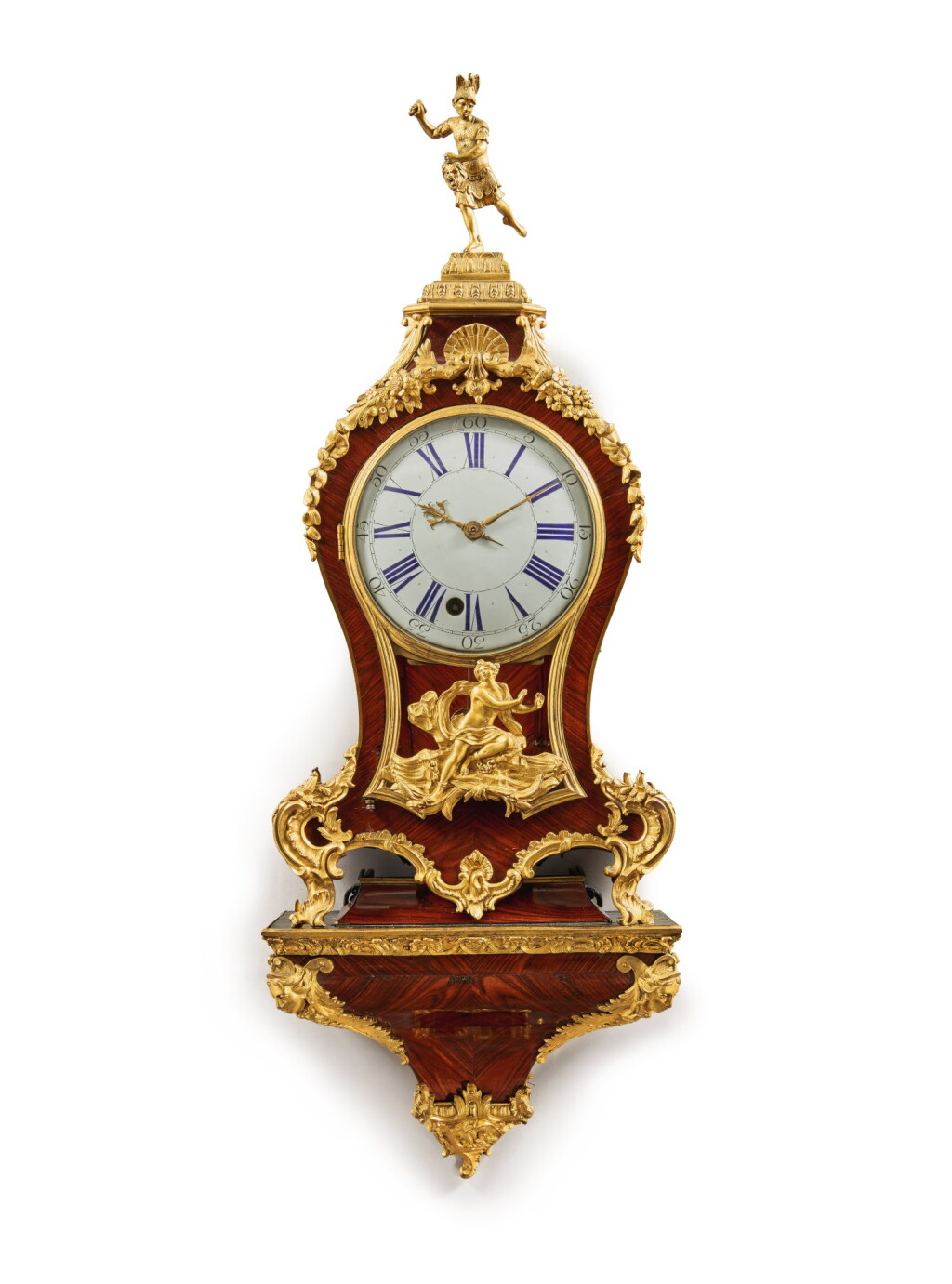 View full screen - View 1 of Lot 50. A Louis XV gilt bronze- mounted Kingwood Cartel Clock and Bracket, Circa 1725.