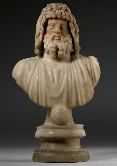 View full screen - View 1 of Lot 31. A ROMAN MARBLE BUST OF SARAPIS, CIRCA 2ND CENTURY A.D..