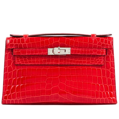 View full screen - View 1 of Lot 348. Bougainvillier Shiny Niloticus Crocodile Kelly Pochette Palladium Hardware, 2014.