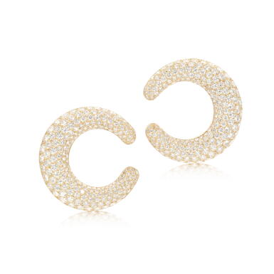 View full screen - View 1 of Lot 875. Pair of diamond ear clips.