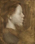 Eugène Carrière 歐仁・卡里埃 | Portrait de femme de profil (Nelly Carrière) 女子側臉像(內莉・卡里埃)