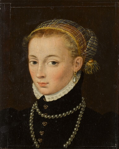 View full screen - View 1 of Lot 53. Portrait of a lady, bust-length, wearing pearls.