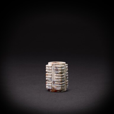 View full screen - View 1 of Lot 7816. A jade cong, Neolithic period, Liangzhu culture | 新石器時代 良渚文化 獸面紋玉琮.