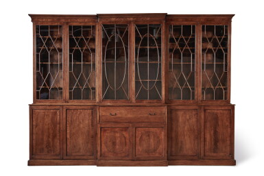 View full screen - View 1 of Lot 356. A George III Mahogany Library Breakfront Secretaire Bookcase, Last Quarter 18th Century.