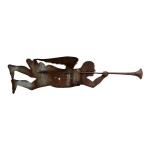 HIGHLY IMPORTANT AND EXCEPTIONAL 'CROWN POINT-OLD GABRIEL' WROUGHT SHEET IRON ANGEL GABRIEL WEATHERVANE, ATTRIBUTED TO WILLIAM HENRY FORSTER, CROWN POINT, NEW YORK, MADE IN 1822