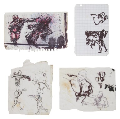 View full screen - View 1 of Lot 429. Untitled (Four Drawings of Boxers).