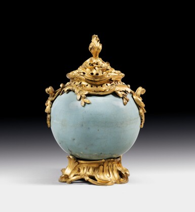 View full screen - View 1 of Lot 126. A Louis XV gilt-bronze mounted Chinese celadon pot-pourri vase, circa 1750 .