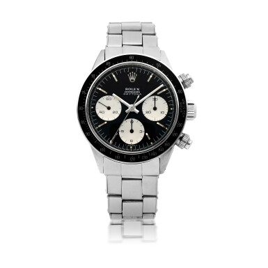 View full screen - View 1 of Lot 554. ROLEX | 'WIDE' DAYTONA, REF 6240/6239, STAINLESS STEEL CHRONOGRAPH WRISTWATCH WITH BRACELET CIRCA 1966.