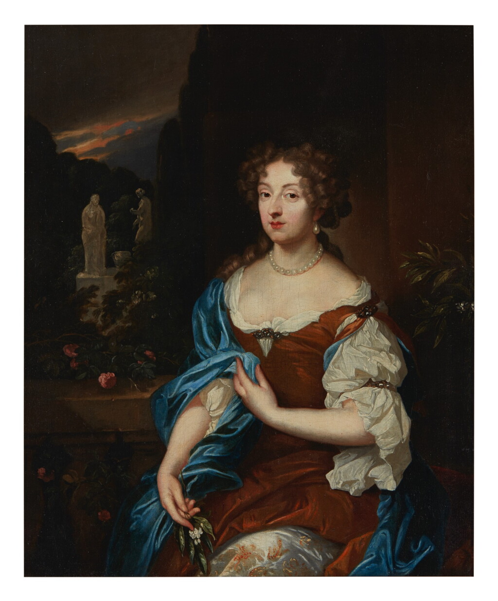 View full screen - View 1 of Lot 11. STUDIO OF CASPAR NETSCHER | PORTRAIT OF CATHARINA VAN CAPELLE.