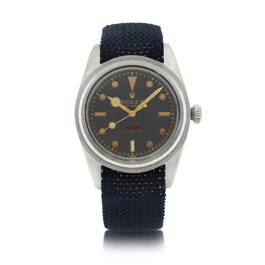 View full screen - View 1 of Lot 417. 'James Bond Small Crown' Submariner, Ref. 6536/1 Stainless steel wristwatch with red depth rating Circa 1955 | 勞力士 6536/1型號「'James Bond Small Crown' Submariner」精鋼腕錶備紅字潛水深度標記,年份約1955.