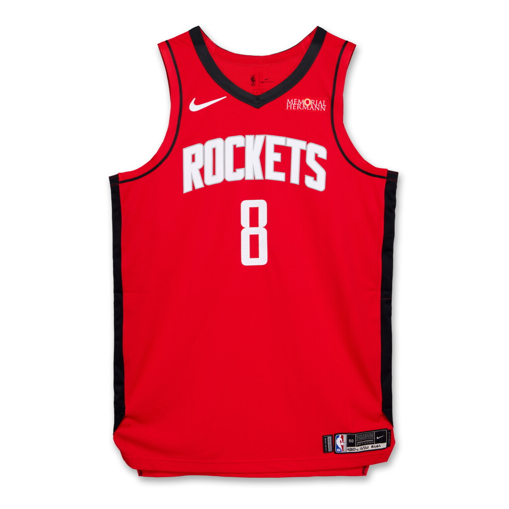 View full screen - View 1 of Lot 107. Jae’sean Tate Houston Rockets 2025 NBA Playoffs Western Conference Round 1 Game Issued Icon Edition Jersey | Game 1.