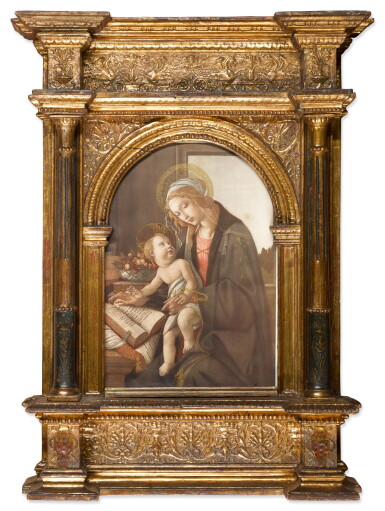 View full screen - View 1 of Lot 208. A Renaissance style painted and carved giltwood and polychrome frame, probably 19th century.