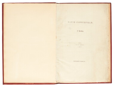 View full screen - View 1 of Lot 195. Dickens, David Copperfield. A Reading. In Five Chapters, 1866.