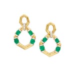 Pair of Gold, Emerald and Diamond Earclips