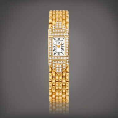 View full screen - View 1 of Lot 807. Charleston | A yellow gold and diamond-set bracelet watch, Circa 1990 | 愛彼 | Charleston | 黃金鑲鑽石鏈帶腕錶,約1990年製.