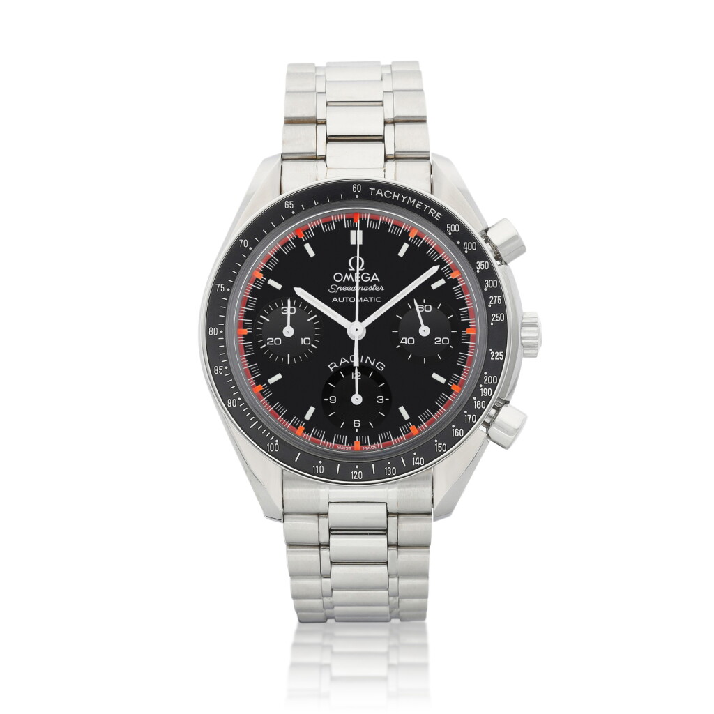 View full screen - View 1 of Lot 8047. Speedmaster Racing Michael Schumacher World Champion 2000 | A limited edition stainless steel chronograph wristwatch with bracelet, Circa 2000 | 歐米茄 | 超霸系列 Racing Michael Schumacher World Champion 2000 | 限量版精鋼計時鏈帶腕錶,約2000年製.