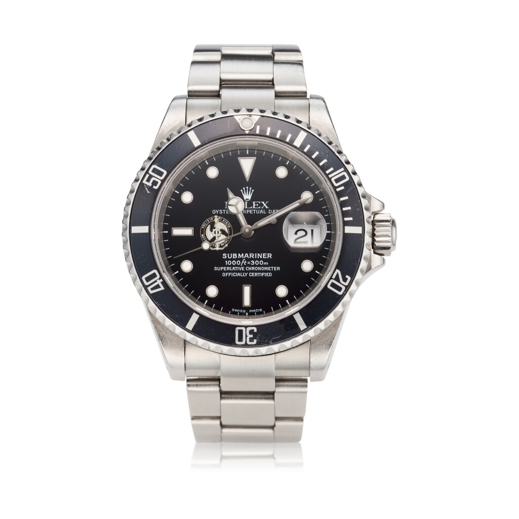 View full screen - View 1 of Lot 207. Reference 16610 Submariner A stainless steel automatic wristwatch with date and bracelet, made for the Italian State Police Nautical Division, Circa 2002.