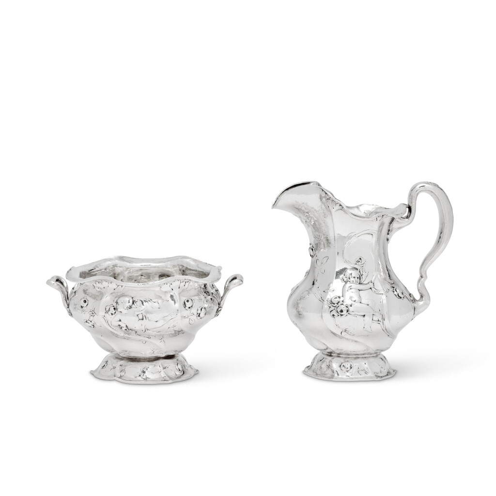 View full screen - View 1 of Lot 1177. An American Silver 'Martelé' Creamer and Sugar Bowl, Gorham Mfg. Co., Providence, Rhode Island, 1907.