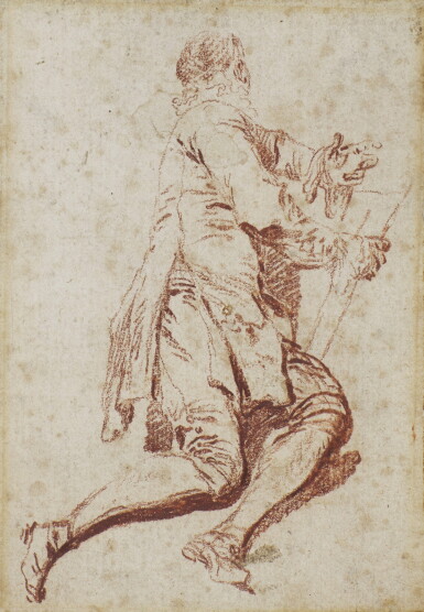 View full screen - View 1 of Lot 198. Study of a gentleman, seated on the ground, looking away to the right, his legs stretched out in front.