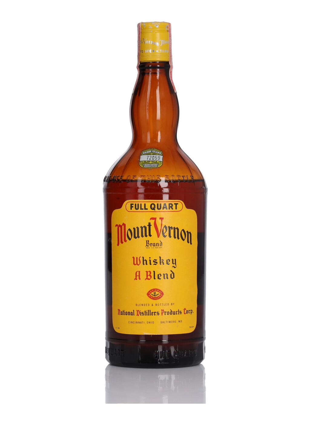 View full screen - View 1 of Lot 138. Mount Vernon Blended Whiskey 86 Proof NV (1 Bottle Quart).