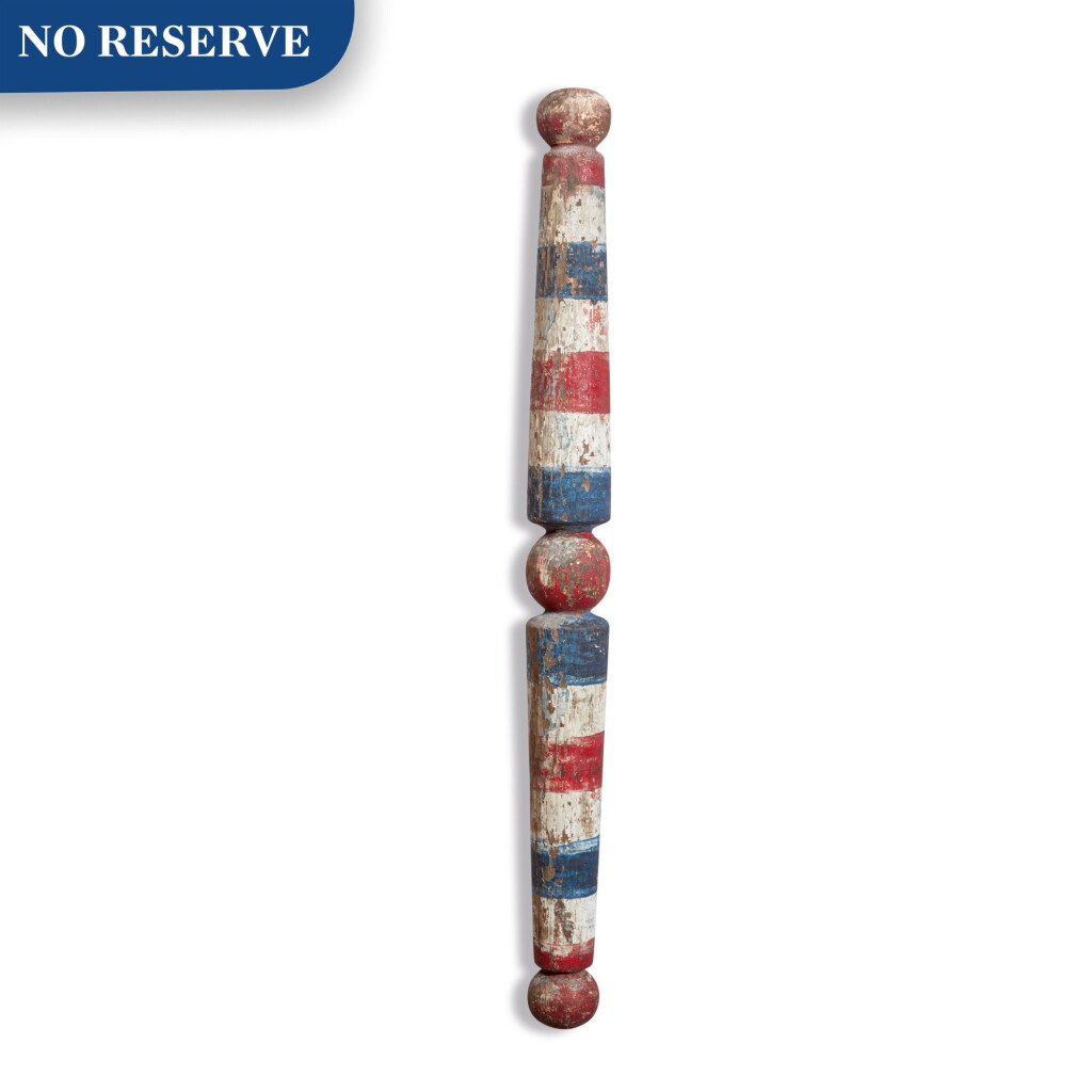 View full screen - View 1 of Lot 376. Carved and Paint-Decorated Barber Pole, 19th century.