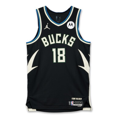 View full screen - View 1 of Lot 114. Kyle Kuzma Milwaukee Bucks 2025-2026 Emirates NBA Cup Game Worn Statement Edition Jersey | Double-Double.