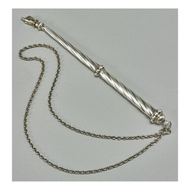 View full screen - View 1 of Lot 4. AN ENGLISH PARCEL-GILT SILVER TORAH POINTER, EDWARD ALDRIDGE, LONDON, CIRCA 1765.
