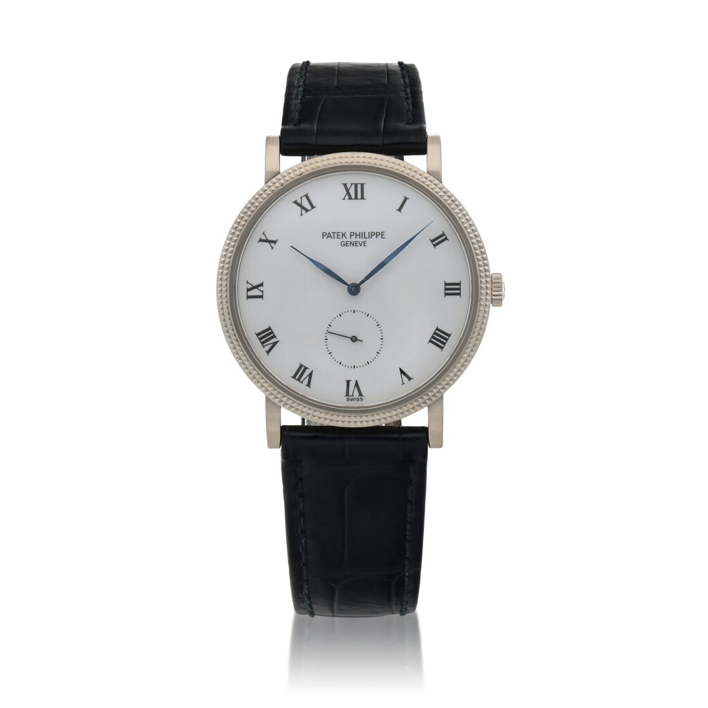 View full screen - View 1 of Lot 37. Calatrava, Ref. 3919G White gold wristwatch with Clous de Paris bezel Circa 2003.