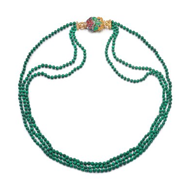 View full screen - View 1 of Lot 1269. COLOURED STONE AND DIAMOND NECKLACE | 卡地亞 | 彩色寶石 配 鑽石 項鏈.