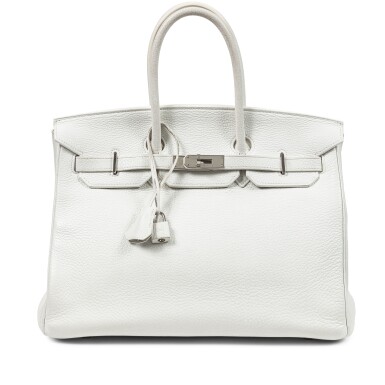 View full screen - View 1 of Lot 399. White Clémence Birkin 35 Palladium Hardware, 2007.