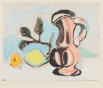 Nature morte au citron et pichet rouge
