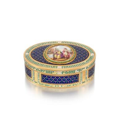 View full screen - View 1 of Lot 79. A gold and enamel snuff box, Joseph-Etienne Blerzy, Paris, 1785.