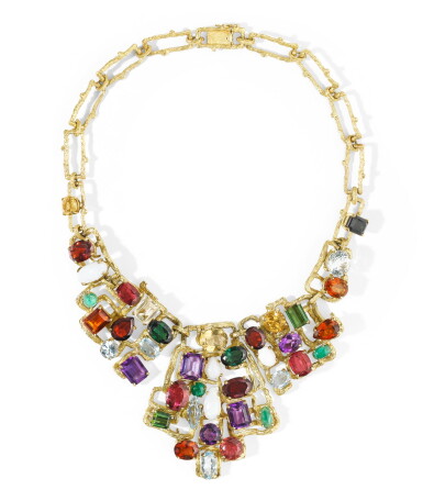 View full screen - View 1 of Lot 100. COLLIER OPALES ET PIERRES DE COULEUR | OPAL AND COLOURED STONE NECKLACE.